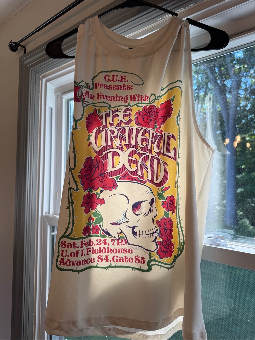 Grateful Dead Graphic Tank Top in Cream with Red & Yellow Print